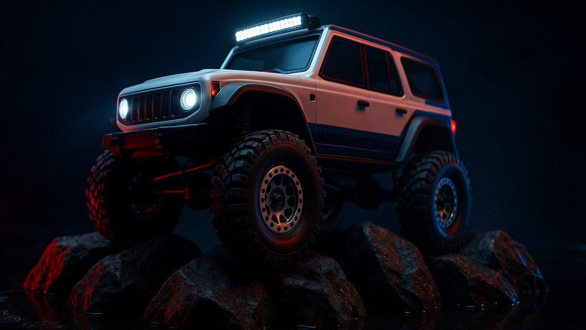 RC Rock Crawler Climbing Over Rocks